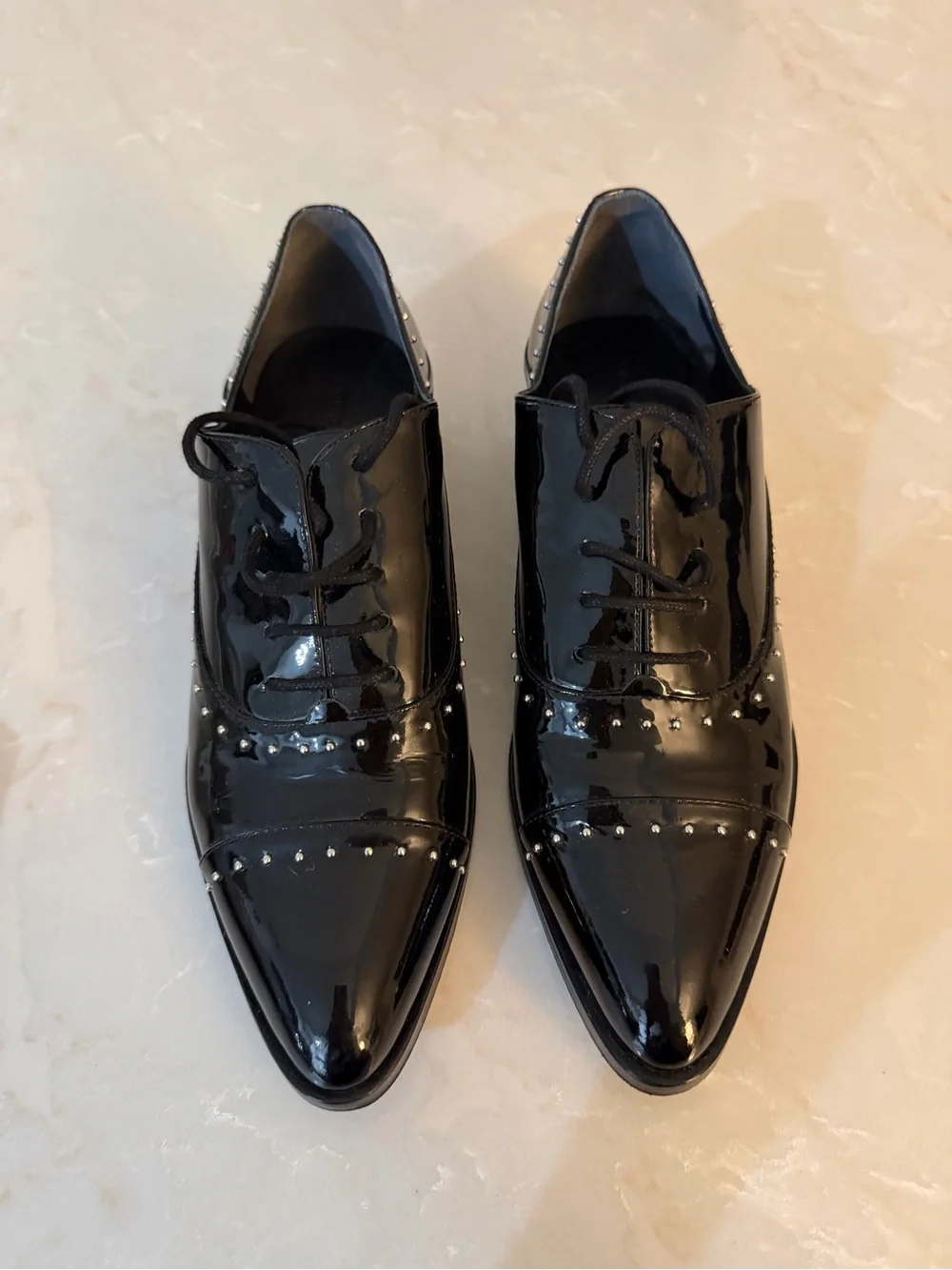 Sigerson Morrison Elinor Black Patent Studded Oxford Shoes